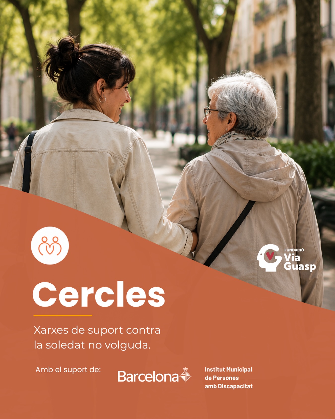 Les persones amb problemes de salut mental pateixen més soledat i aïllament social que la resta de la població.
📚 Segons el Baròmetre de la Soledat de @fundaciononce, la meitat de les persones amb problemes de salut mental viuen situacions de soledat no volguda, una proporció entre tres i quatre vegades superior a la de la resta de la població. Aquesta prevalença també és més elevada entre les persones amb discapacitat i arriba al 65,5 % quan la discapacitat està vinculada a trastorns mentals.
👉 Per donar resposta a aquesta realitat, molt present entre les persones que atenem, la Fundació impulsa el projecte Cercles. Xarxes de suport contra la soledat no volguda.
Mitjançant una xarxa de persones voluntàries i en pràctiques, i amb el suport de professionals, el projecte ofereix acompanyament a les persones participants al seu domicili, en activitats socials i en el procés de vinculació a recursos comunitaris.
Vols col·laborar amb el projecte i contribuir a crear xarxes de suport? Escriu-nos a:
📩 fundacio@via-guasp.cat
El projecte Cercles va ser reconegut com a millor projecte d’entitat als Premis Sant Andreu 2025 i compta amb el suport de l’Ajuntament de Barcelona - Institut Municipal de Persones amb Discapacitat.
#SoledatNoVolguda #SalutMental #Voluntariat #SantAndreu #ProjecteCercles